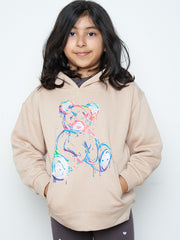 Kids Colour Drip Teddy Graphic Print Hoodie