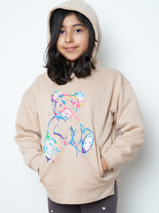 Kids Colour Drip Teddy Graphic Print Hoodie