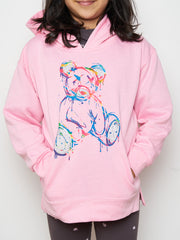 Kids Colour Drip Teddy Graphic Print Hoodie