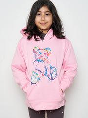 Kids Colour Drip Teddy Graphic Print Hoodie