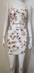 Bloemprint Gevotte buste Cami Crop Top & Rok-coördin