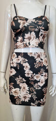 Bloemprint Gevotte buste Cami Crop Top & Rok-coördin