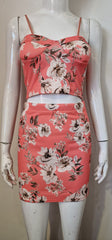 Bloemprint Gevotte buste Cami Crop Top & Rok-coördin