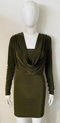 Draped Cowl Neck Slinky Dress