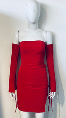 Side Ruched Off The Shoulder Dress