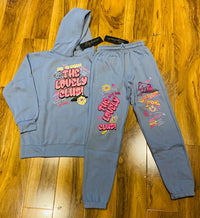 Kids Lovely Club Slogan Fleece Co-ord - Blue