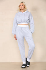 Fleece Cropped Suit With Rib Trim Detail
