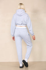 Fleece Cropped Suit With Rib Trim Detail