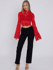 Padded Bust Lace Detail Crop Top