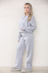 Oversized Bomber Style Fleece Zipper Co-ord