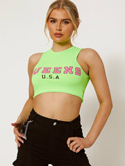 Queens Ribbed Vest Crop Top