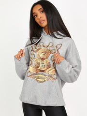Mischief Teddy Graphic Print Hoodie