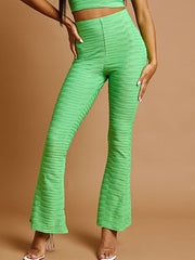 Pleated Jersey Crop Top & Flared Trouser Co-ord