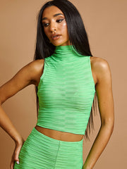 Pleated Jersey Crop Top & Flared Trouser Co-ord