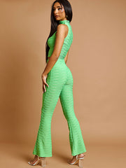 Pleated Jersey Crop Top & Flared Trouser Co-ord