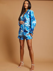 Oversized Marble Print Blazer