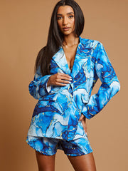 Oversized Marble Print Blazer