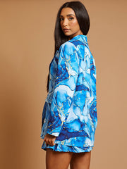 Oversized Marble Print Blazer