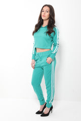 Side Stripe Cropped Loungewear Set
