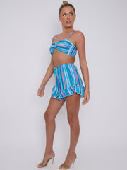Striped Bralet & Frill Shorts Co-ord