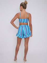 Striped Bralet & Frill Shorts Co-ord