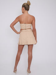 Bandeau Crop Top & Belted Pleated Skirt Co-ord