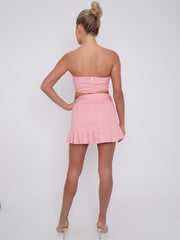 Bandeau Crop Top & Belted Pleated Skirt Co-ord