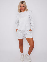 Crucifix Sweined Sweinshirt & Shorts Fleece Coord