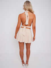 Slinky Halter Neck Frill Mini Dress