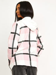 Thick Checked Shacket With Zip & Hood