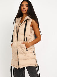 Gilet con capucha acolchado de cinta D - Stone