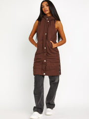 Longline Padded Hooded Gilet