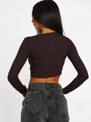 Long Sleeves Los Angeles Ribbed Crop Top