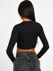 Long Sleeves Los Angeles Ribbed Crop Top