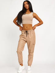 Faux lederen PU lading joggers