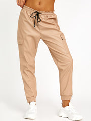 Faux lederen PU lading joggers