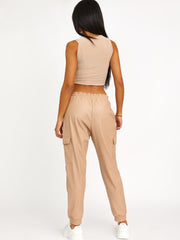 Faux lederen PU lading joggers