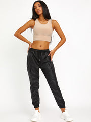 Faux lederen PU lading joggers