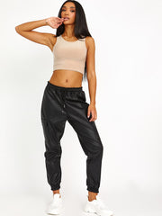 Faux lederen PU lading joggers
