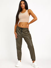 Faux lederen PU lading joggers