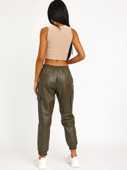 Faux lederen PU lading joggers