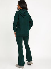 Soft Brushed Ribbed Hoodie & Flare Trouser Co-ord