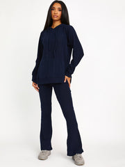 Soft Brushed Ribbed Hoodie & Flare Trouser Co-ord