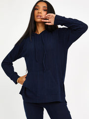 Soft Brushed Ribbed Hoodie & Flare Trouser Co-ord
