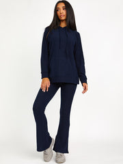 Soft Brushed Ribbed Hoodie & Flare Trouser Co-ord