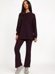 Soft Brushed Ribbed Hoodie & Flare Trouser Co-ord