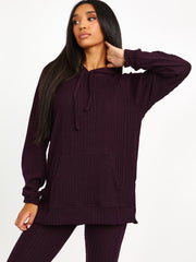 Soft Brushed Ribbed Hoodie & Flare Trouser Co-ord