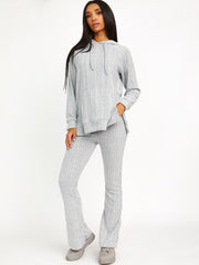 Soft Brushed Ribbed Hoodie & Flare Trouser Co-ord