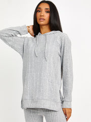 Soft Brushed Ribbed Hoodie & Flare Trouser Co-ord