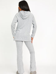 Soft Brushed Ribbed Hoodie & Flare Trouser Co-ord